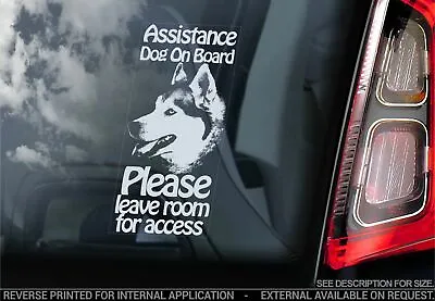 £3.99 • Buy Assistance Dog Car Sticker - Siberian Husky On Board Bumper Window Decal V08