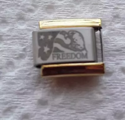  Freedom  On Silver With Gold Trim-italian 9mm Charm- Military Troops • $1.25