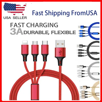 2Pack 3 In 1 USB Charging Cable Universal Multi Function Cell Phone Charger • $6.59
