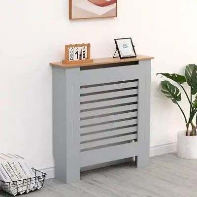 Kensington Radiator Cover Modern Horizontal Slat Grille MDF Cabinet Grey/Oak • £33.95