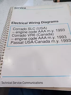 $45 • Buy VW Service  1993 Electrical Wiring Diagrams Manual Corrado SLC/VR6 Passat