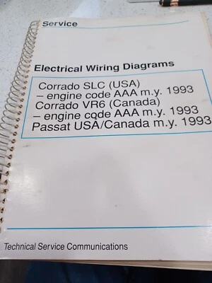$45 • Buy VW Service  1993 Electrical Wiring Diagrams Manual Corrado SLC/VR6 Passat