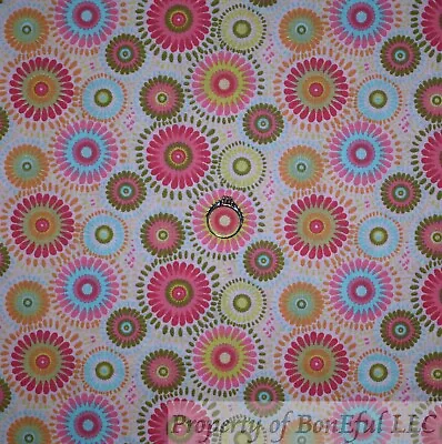 BonEful Fabric FQ Cotton Pink Rose Flower Rainbow VTG Hipster Hippie Groovy SALE • $5.07