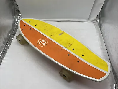 Kryptonics Mini Fat Cruiser 23  Skateboard Orange Yellow Palm Tree Clear Wheels • $27.19