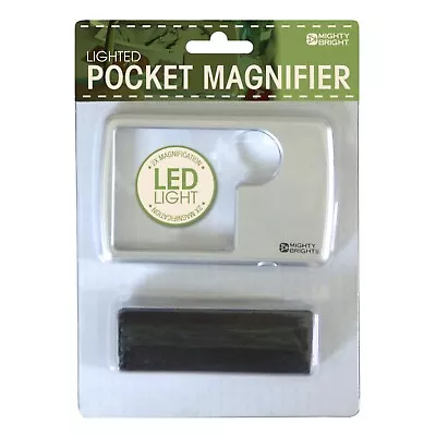 LIGHTED POCKET MAGNIFIER LED 2x Magnification By Mighty Bright W/Case • $12.50