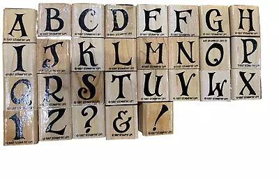 VTG 1997 Stampin Up Alphabet Appeal Upper Case Letters 29 Wooden Rubber Stamps • $10.95