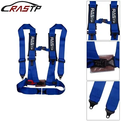 Blue 4 Point 3  Racing Style Harness Belt 4PT Camlock Quick Release • $66.88