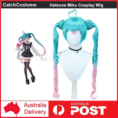 VOCALOID Miku Hatsune Cosplay Wig Women Girls Double Ponytail Mixed Party Hair • $31.31