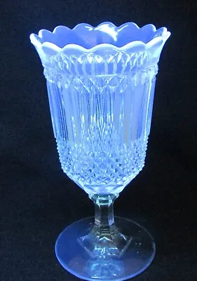 Mt Washington 1870s Flint Glass Eapg Celery Vase No67 Groove N Diamond 7.5 Inch • $29.99