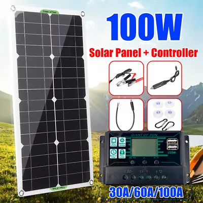 £34.21 • Buy 100W 12V Solar Panel Solar Module 30A Charger USB Kit For Caravan Camping Boat