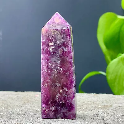 44G Natural Purple Lepidolite Crystal Quartz Crystal Obelisk Wand Point Healing • $2.75