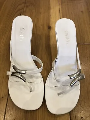 Vintage / Retro (from The 90’s) White Sandal Heels From Faith - Size 4 • £3