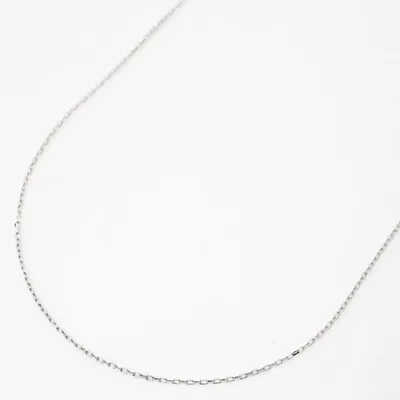 18K Solid White Gold Necklace 0.8mm-w. Thin 4-Sided Cable Chain 16.5  From Japan • $160