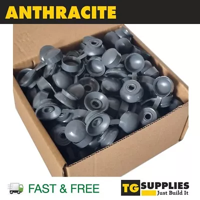 PVC Roofing Plastic Cover Screw Caps Corrugated Sheets Fixings - Anthracite Grey • £37.99