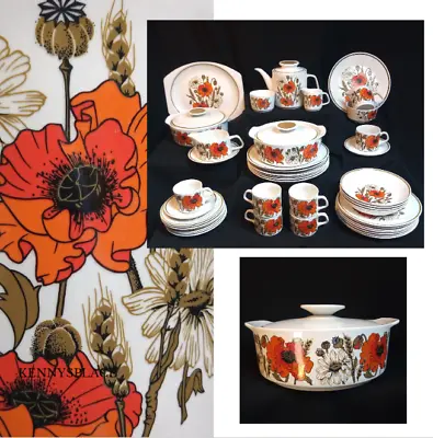 £2.50 • Buy Vintage 1970s J&G Meakin Poppy Studio Tea Set/Dinner Tableware Replacements