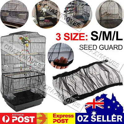 Shell Skirt Mesh Cover Pet Bird Cage Guard Nylon Net Seed Catcher S-L Black VIC • $10.92