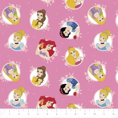Disney's Forever Princess Toss Pink Cotton Fabric By The Yard • $14.95
