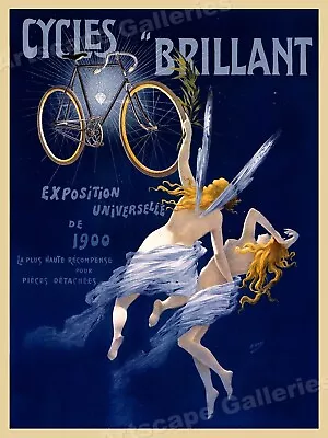  Cycles Brilliant  1900 Vintage Art Nouveau Bicycle Poster - 18x24 • $13.95