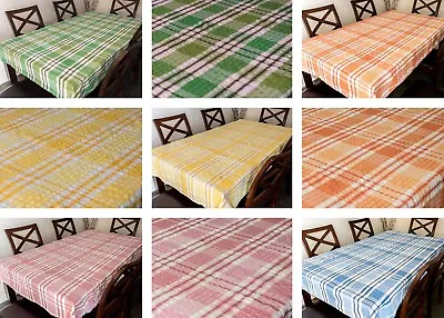 Seersucker Fabric Check Tablecloth 100% Cotton Kitchen Dining Table Linen • £9.99