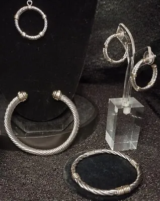 L@@k! Lot Cuff Necklace Bracelet Earrings Jewelry Renaissance Twisted Cable EUC • $59.99