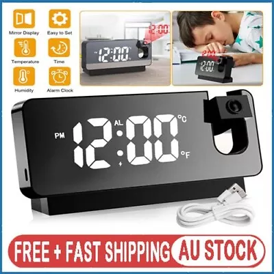 $21.99 • Buy LED Digital Smart Alarm Clock Projection Temperature Time Projector LCD Display