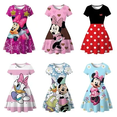 3D Mickey Minnie Daisy Duck Girl Princess Dress Party Skirt Holiday Skater Dress • $15.39
