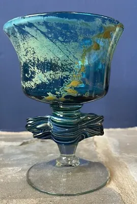 MDINA Studio Glass Trailed Knop Sculptural Chalice Goblet / Cup Vintage Vase • £75