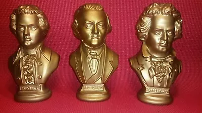 Musical Icon Composer Set; Beethoven Mozart & Wagner   Bust Plaster Statue 9   • $44.89