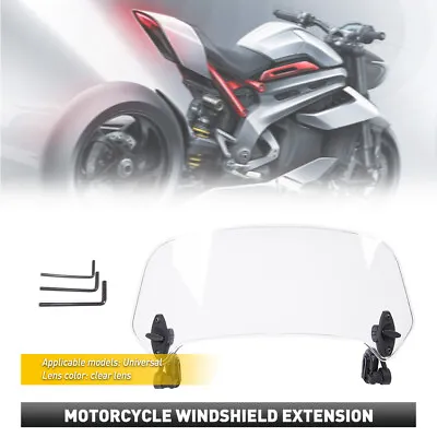 Motorcycle Adjustable Clip On Windshield Screen Extension Spoiler Wind Deflec EA • $22.99