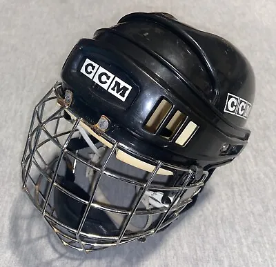 Vtg CCM B-HT2 Black Ice Hockey Helmet Size Senior 6 3/8 - 7 Inch With CCM Cage • $65