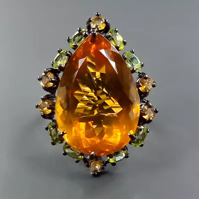 Jewelry Unique 38 Ct+ Citrine Quartz Ring 925 Sterling Silver Size 9 /R343796 • £28.37