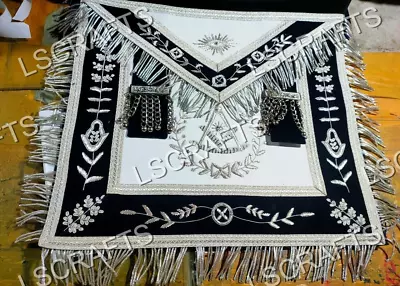 Masonic Past Master Silver Bullion Hand Embroidered Apron • $75