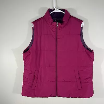 Made For Life Women’s Full Zip Puffer Vest Size XL Fushia Purple-Lining Pockets • $14