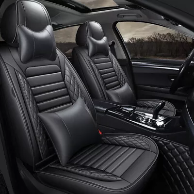 $84.44 • Buy 5 Seats Car Seat Covers Full Set PU Leather Front Rear Back Padded Mat Universal