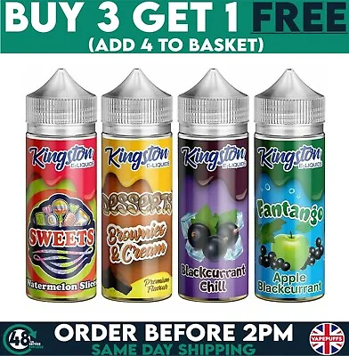 Kingston 100ml Vape Juice 0mg Full Range E-Liquid 50VG/50PG  70VG/30PG • £8.95