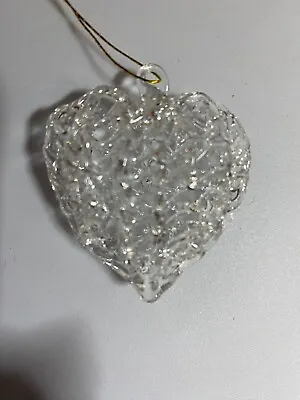 Vintage Hand Blown Spun Glass Heart Christmas Ornament 2  • $3.95