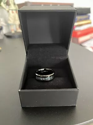 Zales Men's Size 10 Ring Black Tungsten & Sapphire • $160