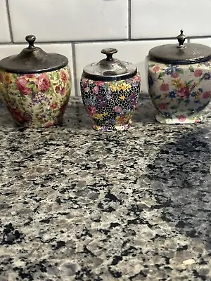 3 Royal Winton Chintz Jam Bowls. Spoons Not Included. • $80