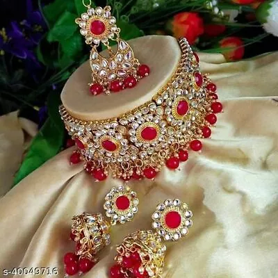 Indian Bollywood Gold Plated Fashionable Bridal Jewelry Necklace Set For Women • $28.88