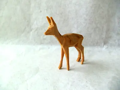 Miniature Standing Deer Doe Wood!   HAND CARVED?  DELICATE!  1 3/4 INCHES • $14.98
