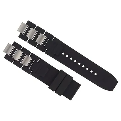 20mm Silicone Rubber Steel Band Strap Clasp For Fit Cartier 21 Chronoscaph Black • $29.95