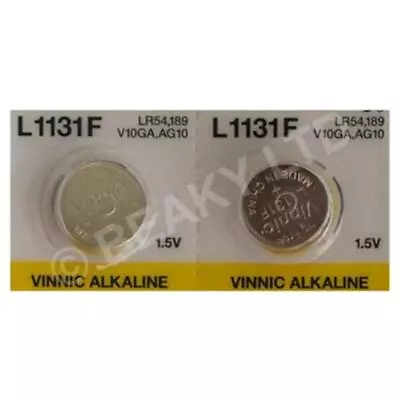 AG10 L1131 LR54 189 | Vinnic Quality Brand |  Alkaline Battery 1.5v  | Pack Of 2 • £2.99