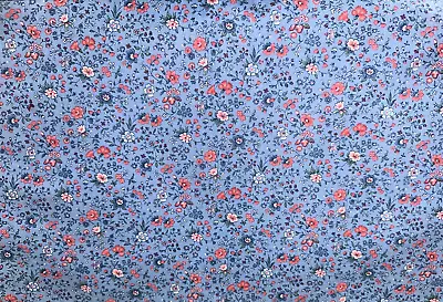 Vintage Fabric Blue And Pink Flowers 120  X 42  Free Shipping • $18