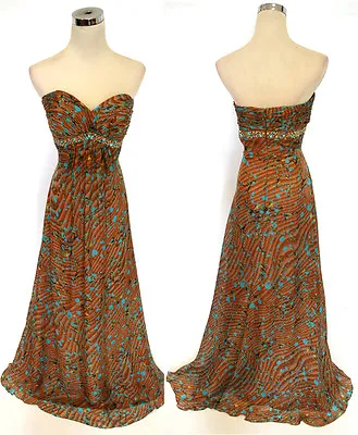 £67.20 • Buy NWT Morrell Maxie $420 Brown /Multi Prom Party Gown 4
