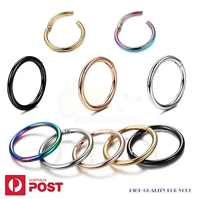 1-6x Piercing Nose Hoop Sleeper Clicker Ring Septum Ear Surgical Steel Jewellery • $4.99