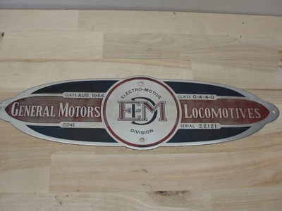 $700 • Buy 1956 General Motors Electro-motive Locomotive Builders Plate 22121 Class 0-4-4-0