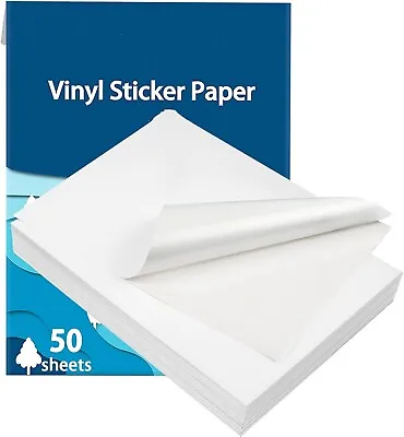 50 Sheets Sticker Paper For Printers - Printable Vinyl Sticker Paper Waterproof • $17.88