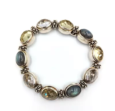 QVC Michael Dawkins Sterling Silver Quartz Labradorite Citrine Bracelet 8.25  • $199