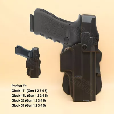 Police Duty Holster For Glock 17 17L 22 31 Gen1-5 G22 G17 G31 9mm 40 Sw Level 3 • $27.90