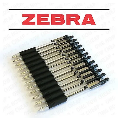 Zebra Z-Grip (Pack Of 12) Retractable Ballpoint Ball Pen Black 1.0mm Medium • £5.99